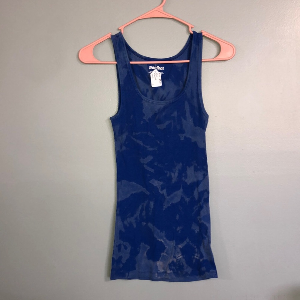 Blue tie-dye tank top